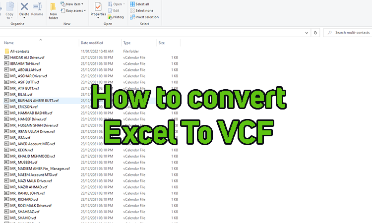 Excel file to vCard file